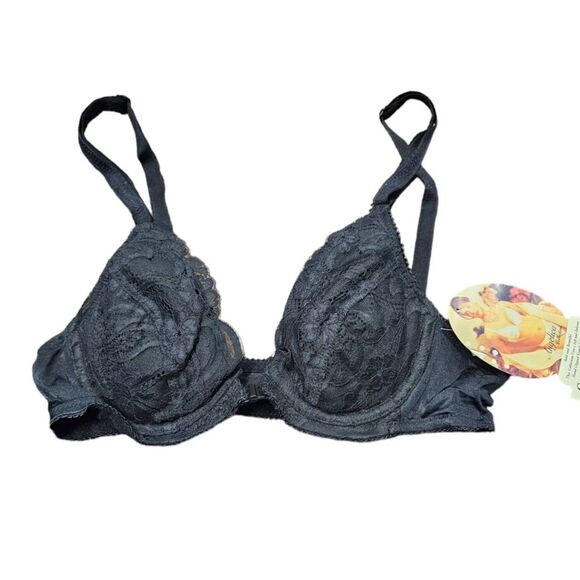 Angelica Black Lace Padded Underwire Bra 34A NEW TAGS - Picture 1 of 6